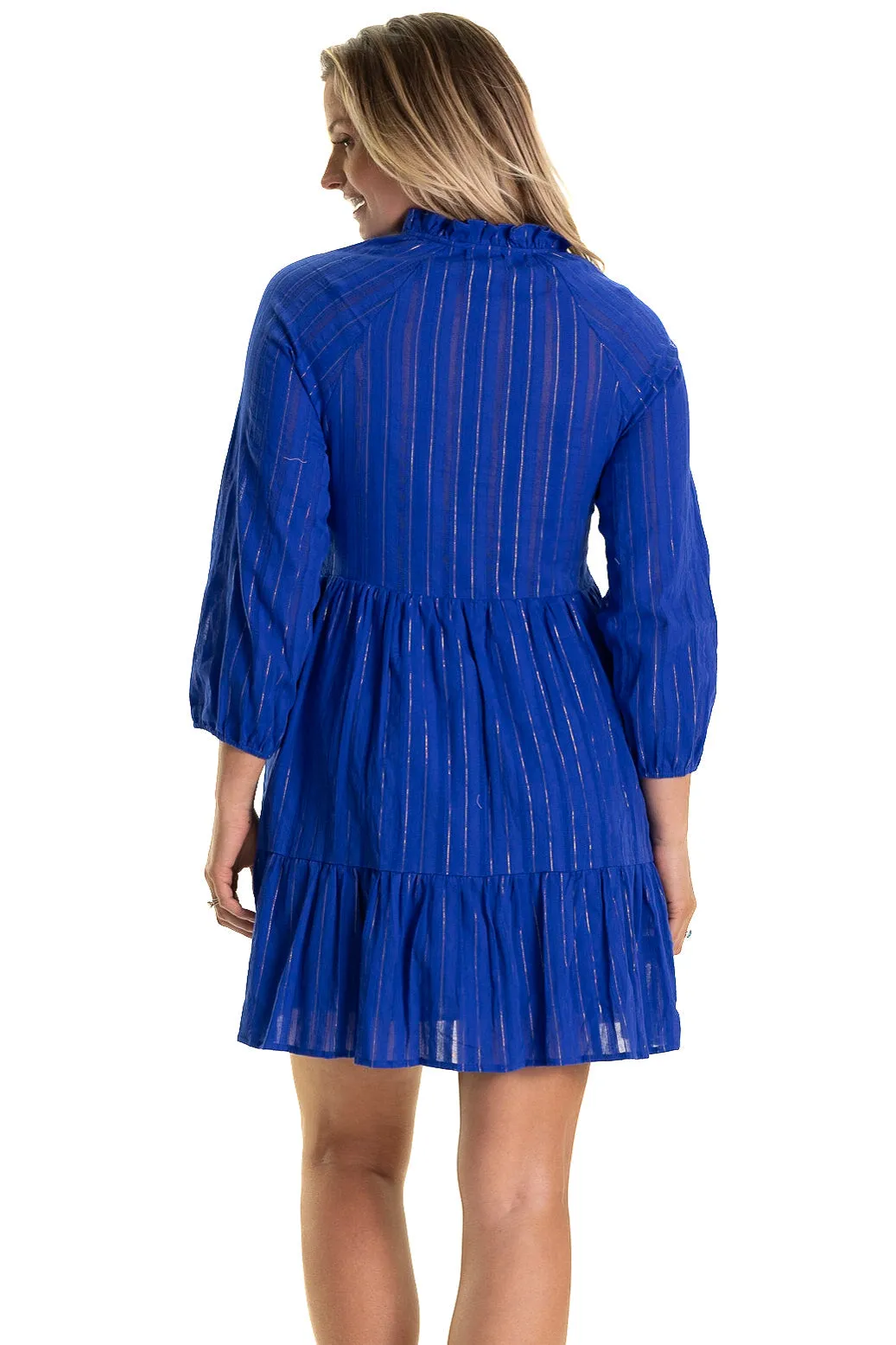 The Wren Dress in Bright Blue Metallic Stripe sold by Duffield Lane product image thumbnail 2