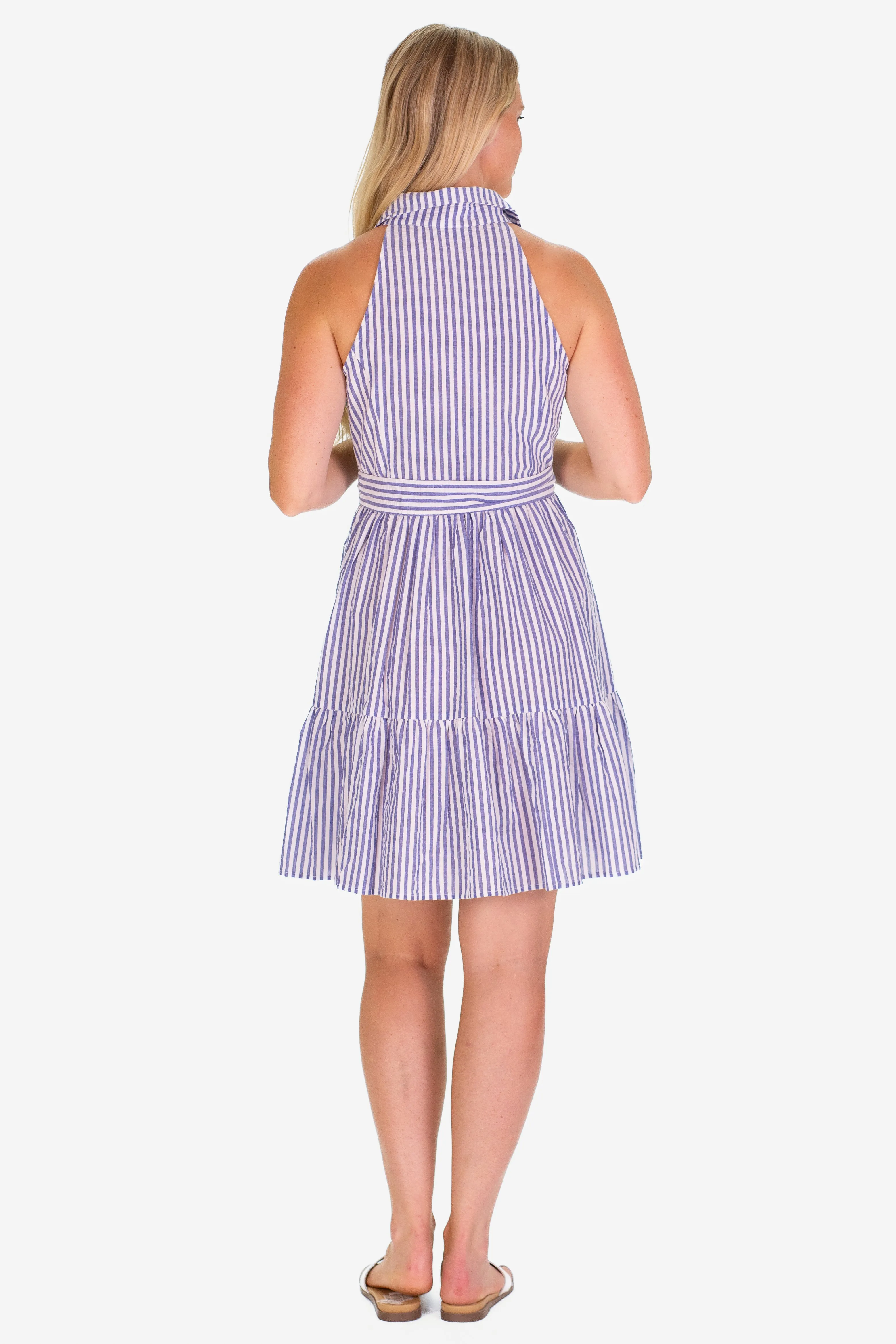 The Ann Dress in Awning Blue Seersucker sold by Duffield Lane product image thumbnail 4