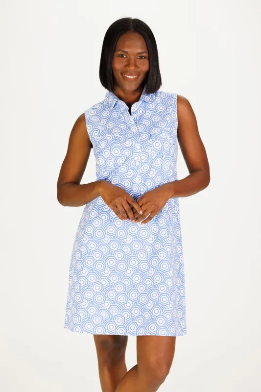 The Opal Dress in Umbrella Sky sold by Duffield Lane