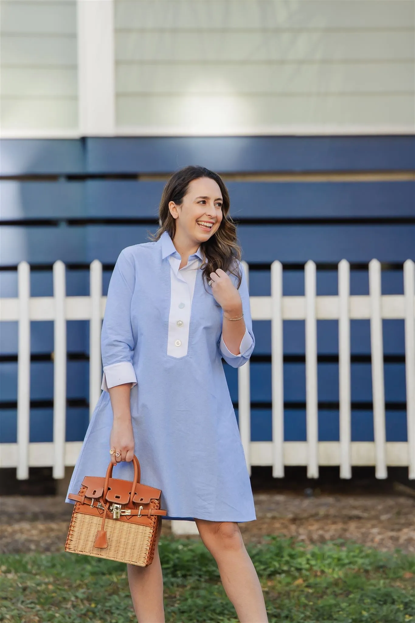The Raleigh Collared Dress in Blue Oxford sold by Duffield Lane product image thumbnail 3