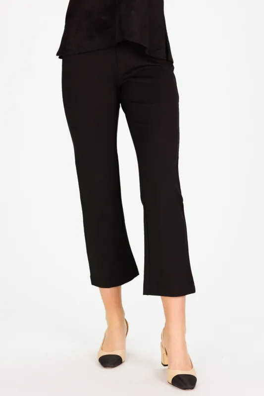 Traveling Pant in Black Stretch Ponte sold by Duffield Lane