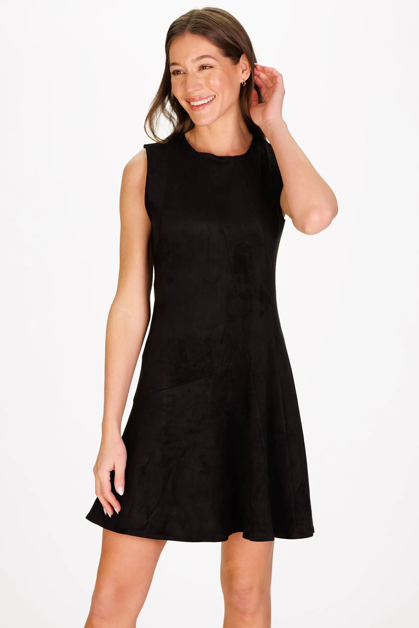Arianna Dress in Black Stretch Suede sold by Duffield Lane product image thumbnail 3