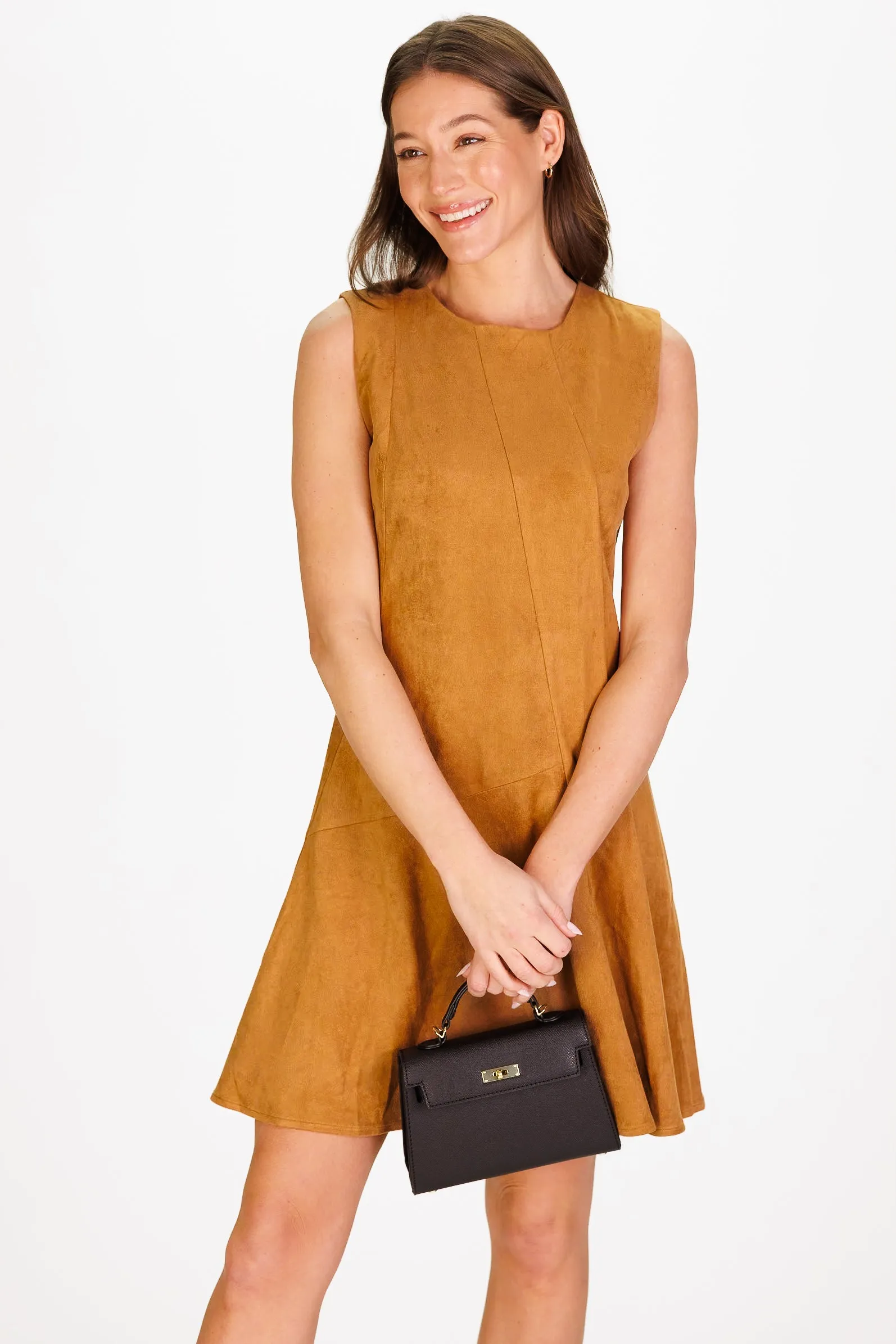 Arianna Dress in Brown Stretch Suede sold by Duffield Lane product image thumbnail 2