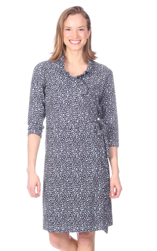 Corrine Dress in Grey Leopard sold by Duffield Lane