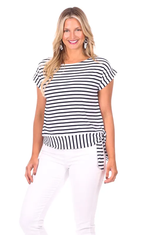 Estelle Tee in White & Navy Stripe sold by Duffield Lane