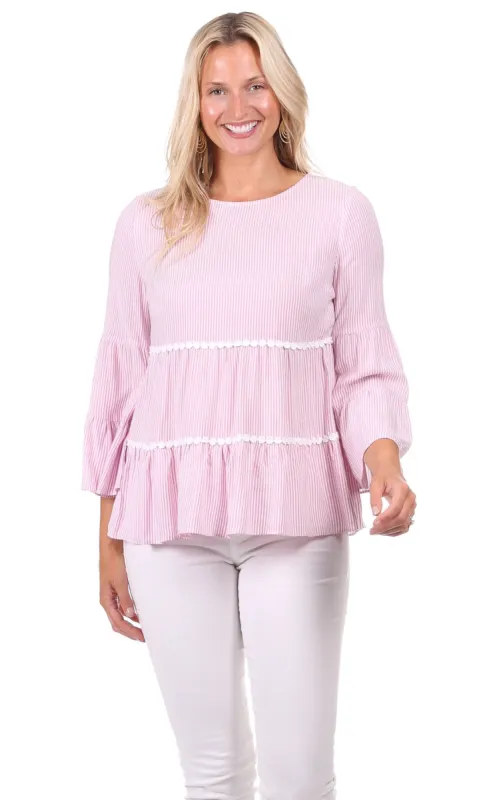 Charlie Top in Pink Stripe made by Duffield Lane