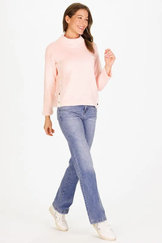 Cori Sweatshirt in Pink Fuzzy Fleece sold by Duffield Lane