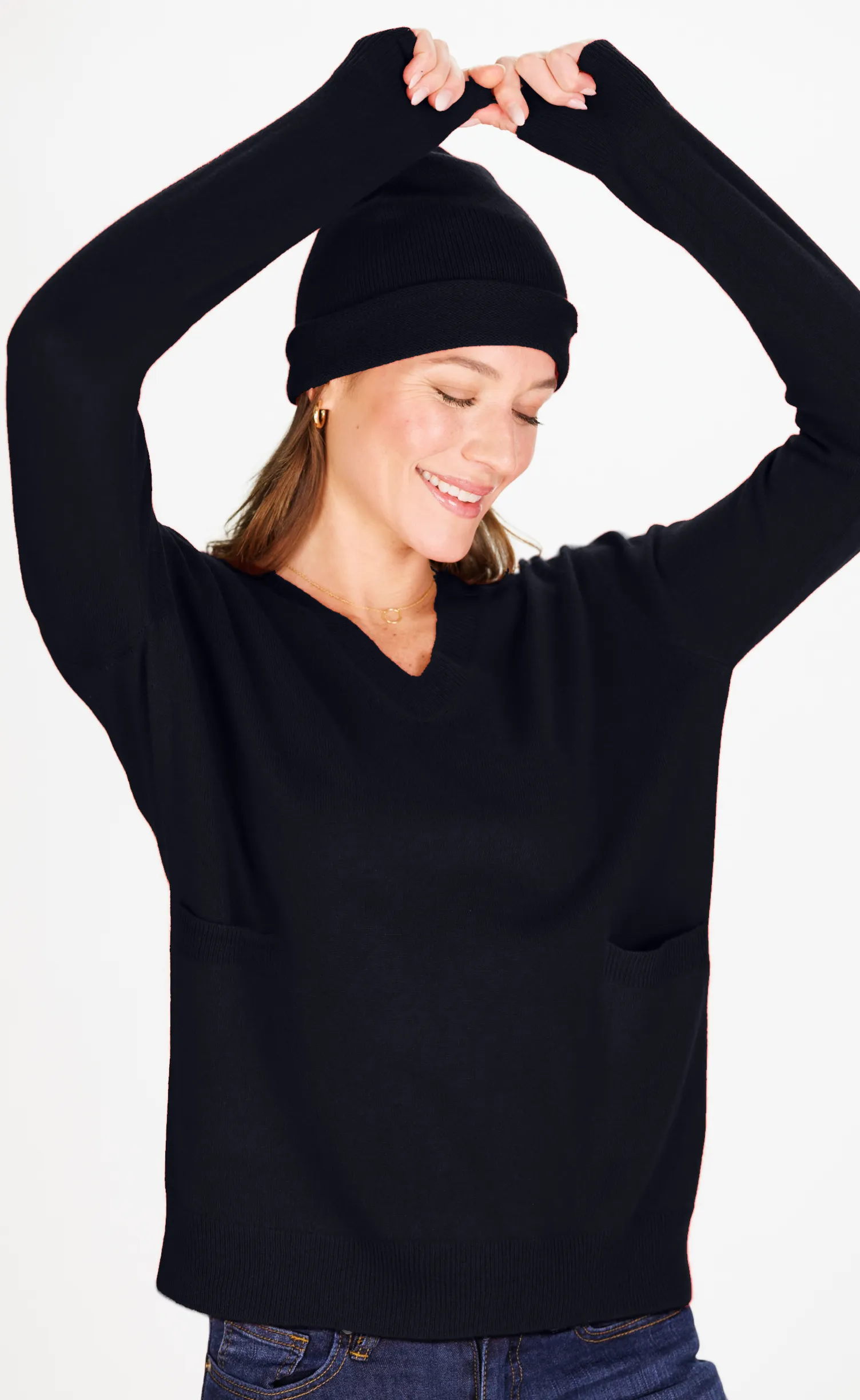 Cashmere Maude Hat in Caviar Shimmer sold by Duffield Lane