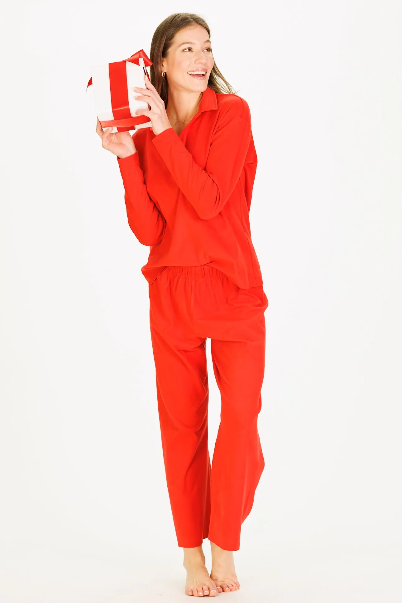 Cropped Peri Pant in Red SuperSoft sold by Duffield Lane product image thumbnail 3