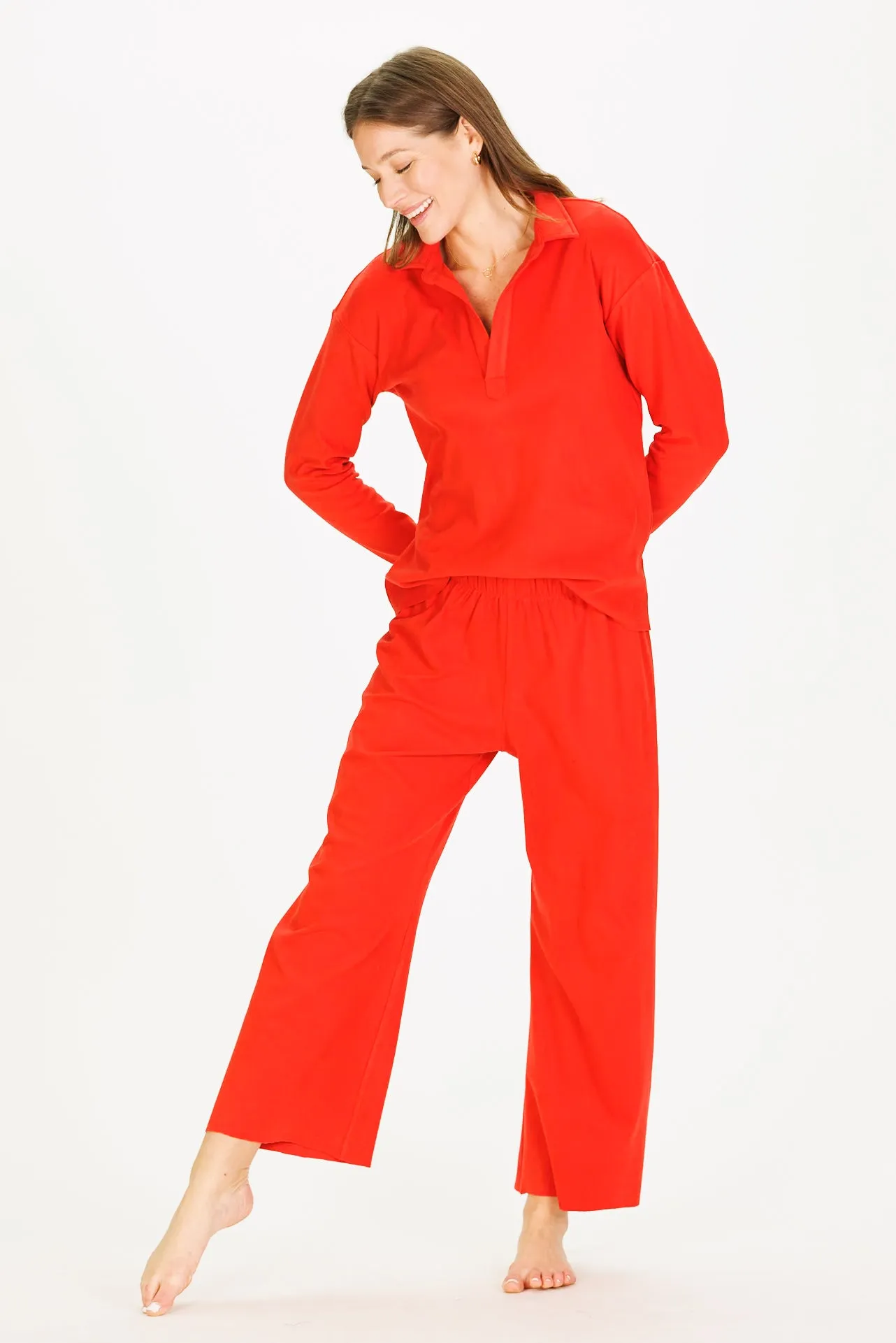 Cropped Peri Pant in Red SuperSoft sold by Duffield Lane product image thumbnail 4