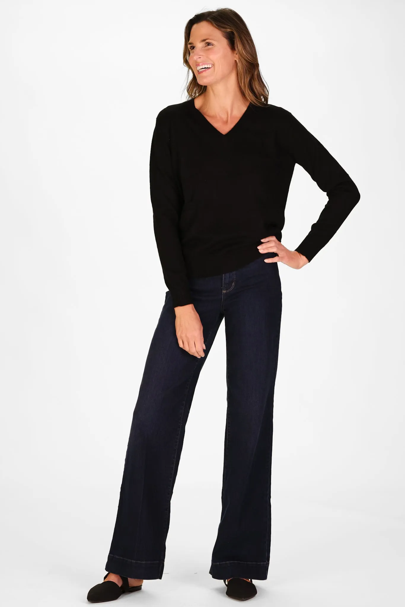 Cashmere Pocket Sweater in Black Shimmer sold by Duffield Lane product image thumbnail 4