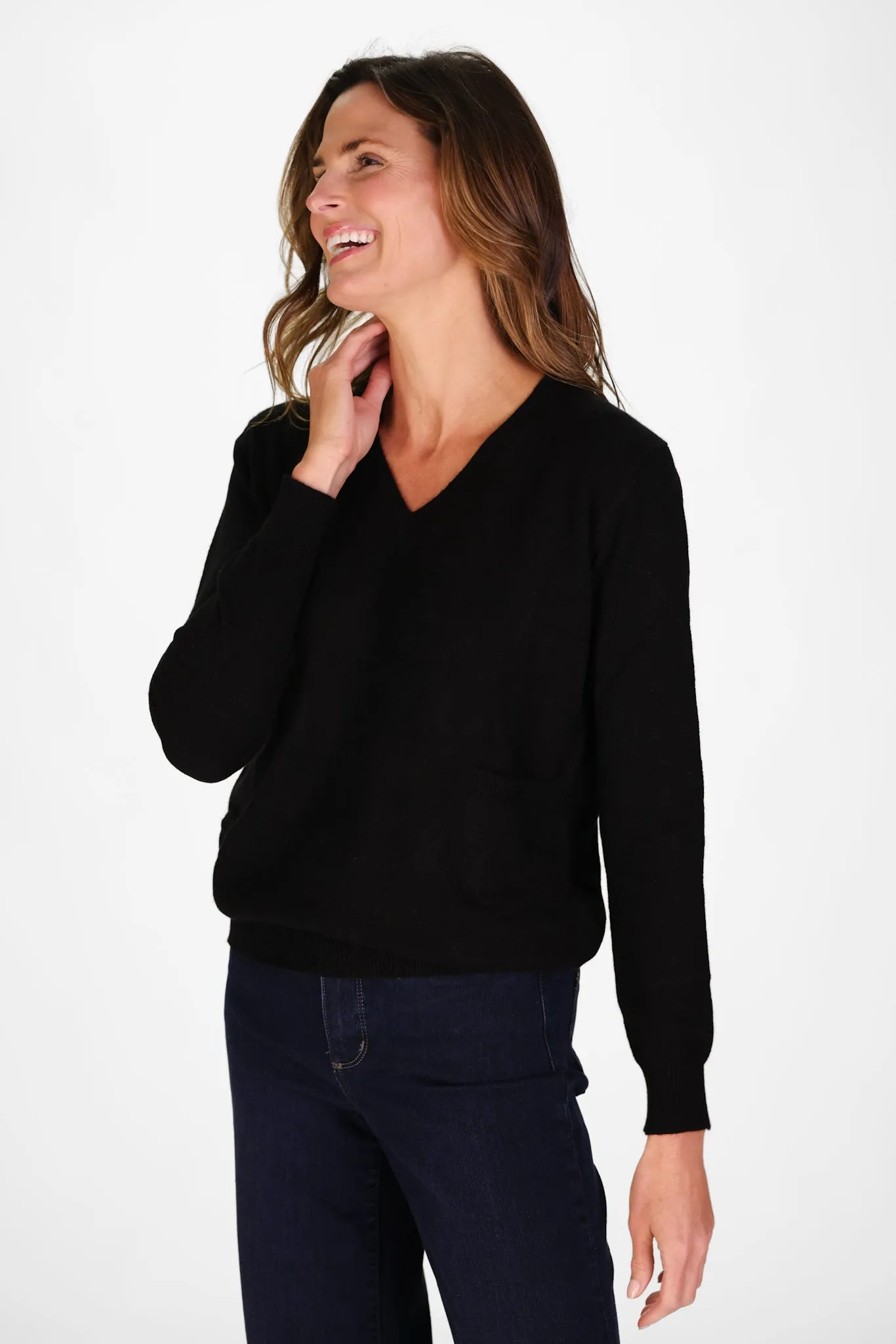 Cashmere Pocket Sweater in Black Shimmer sold by Duffield Lane product image thumbnail 5