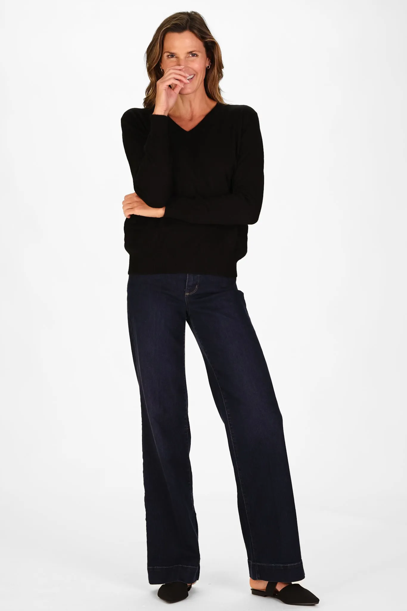 Cashmere Pocket Sweater in Black Shimmer sold by Duffield Lane product image thumbnail 3