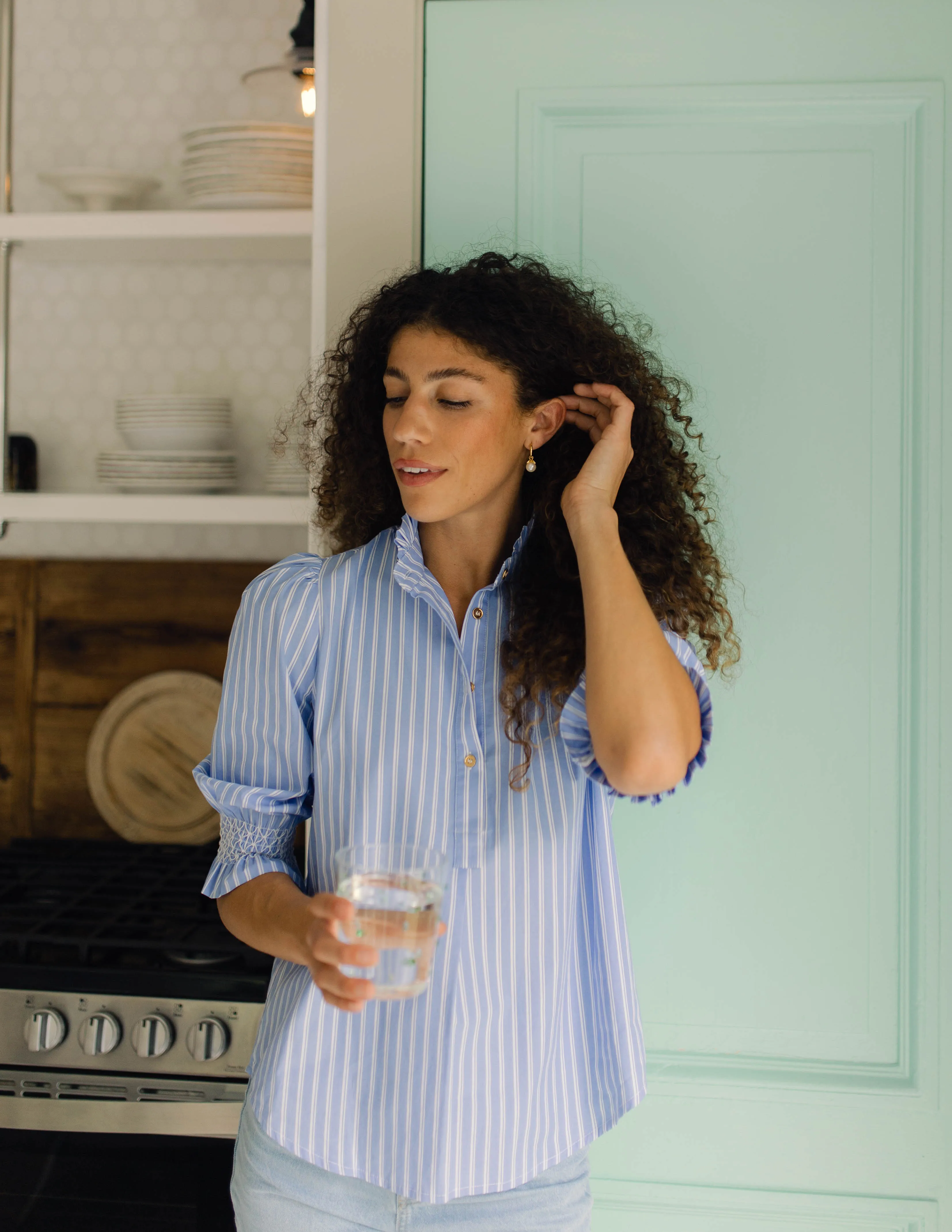 Percy Popover in Light Blue Double Stripe sold by Duffield Lane product image thumbnail 2