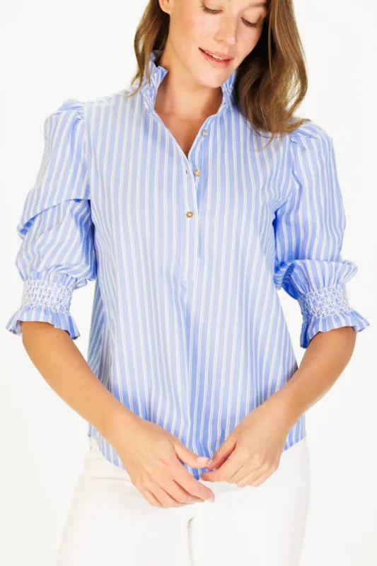 Percy Popover in Light Blue Double Stripe made by Duffield Lane