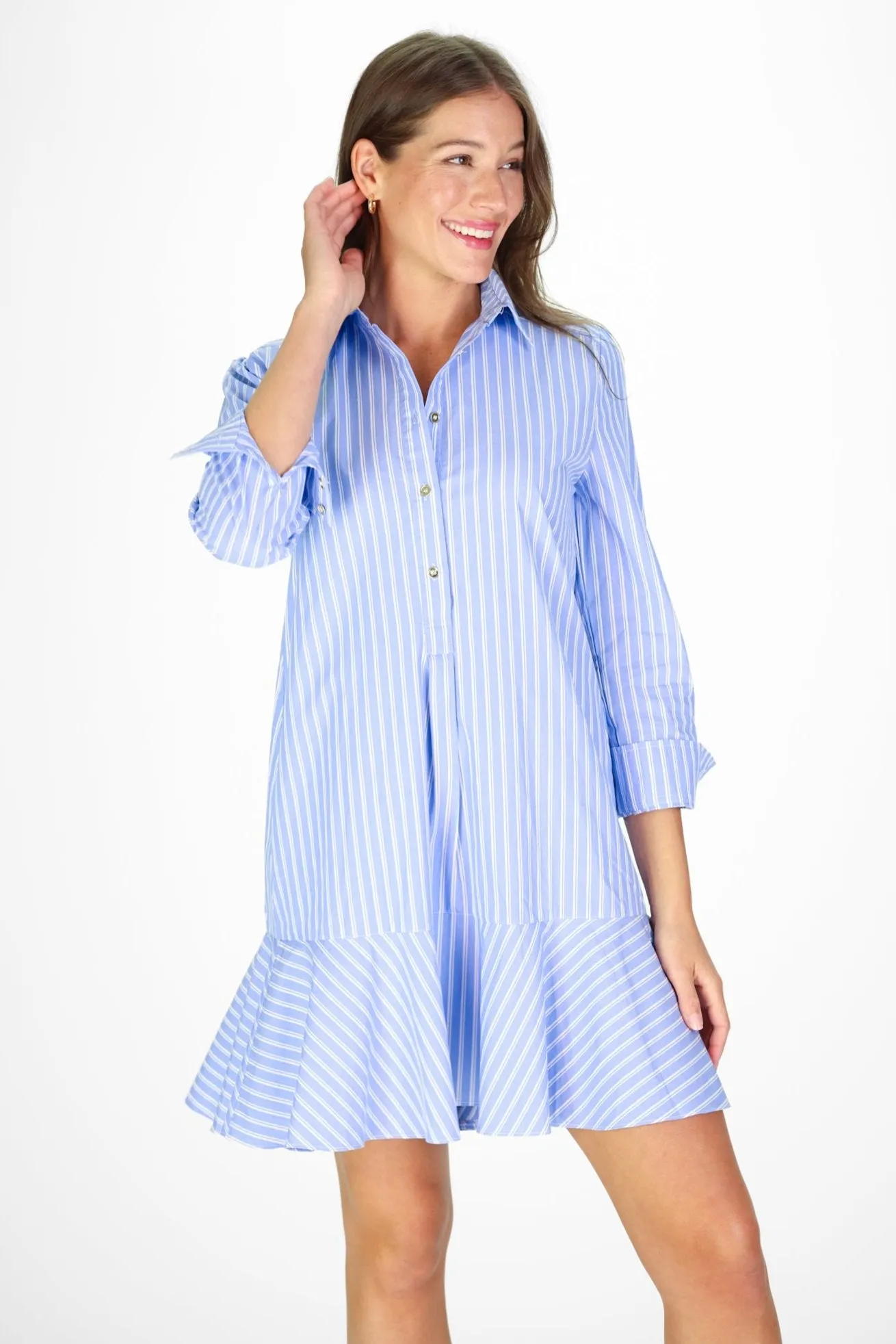 Iris Dress in Light Blue Double Stripe sold by Duffield Lane product image thumbnail 2
