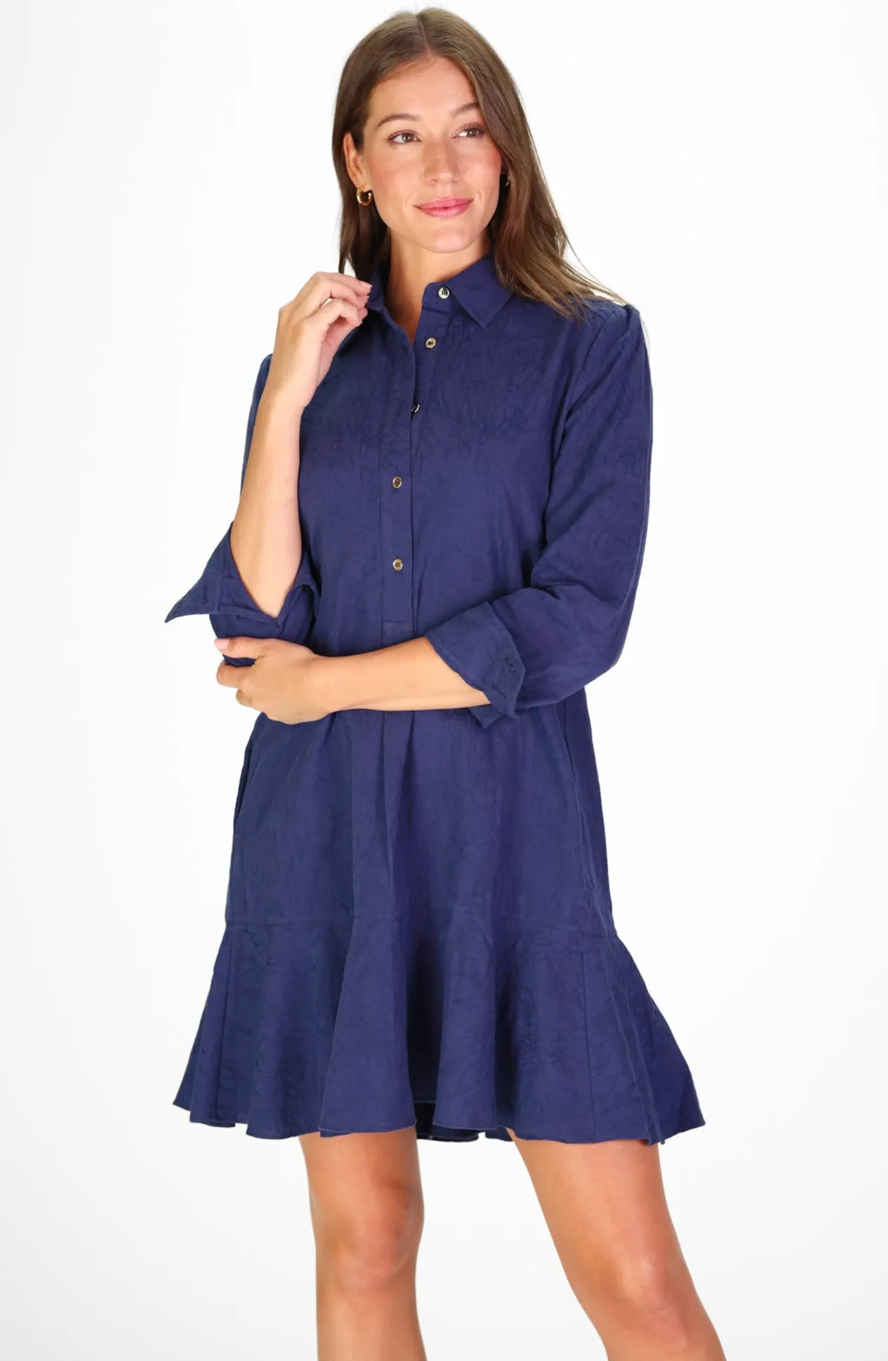 Iris Dress in Navy Textured Floral sold by Duffield Lane product image thumbnail 2