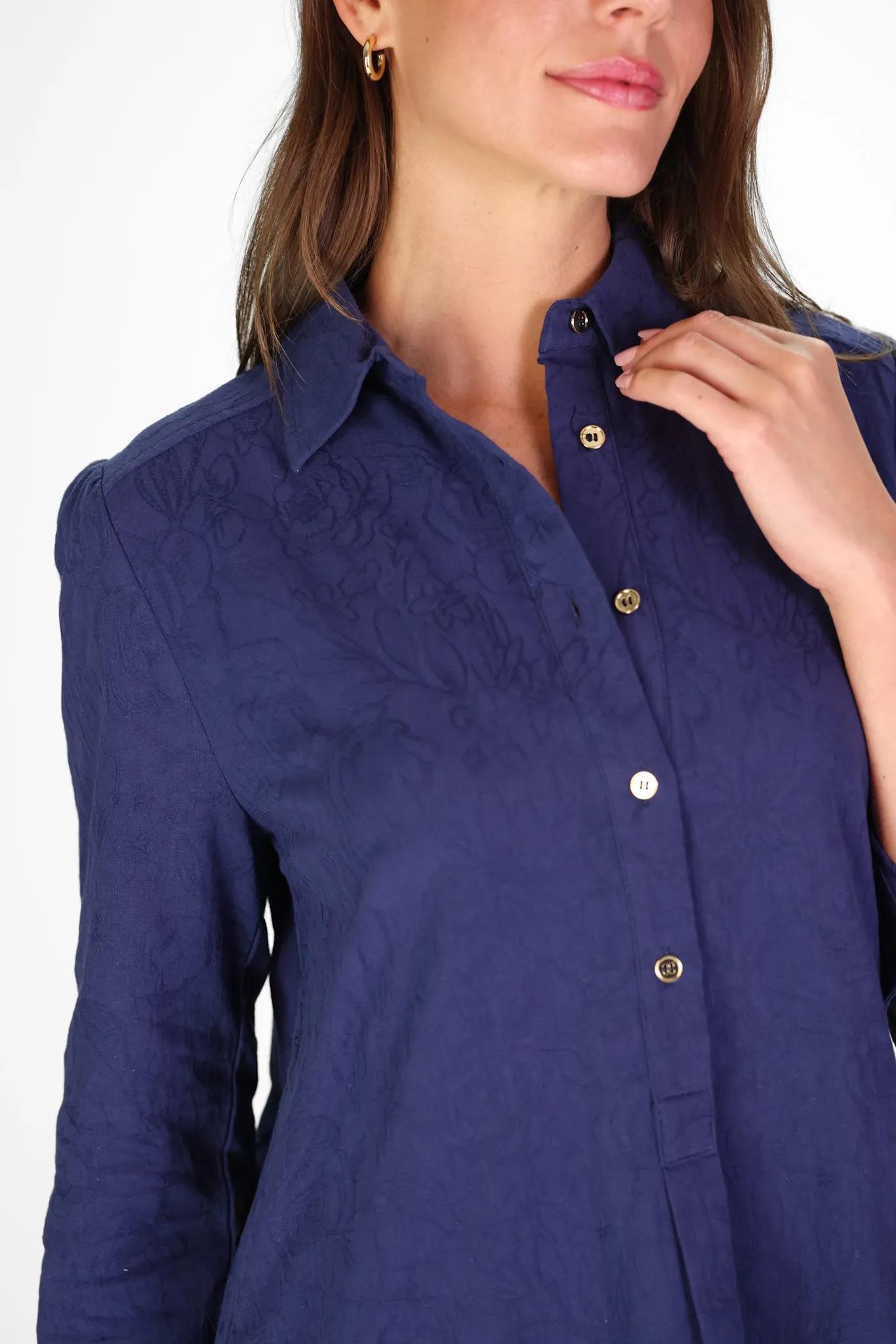 Iris Dress in Navy Textured Floral sold by Duffield Lane product image thumbnail 3