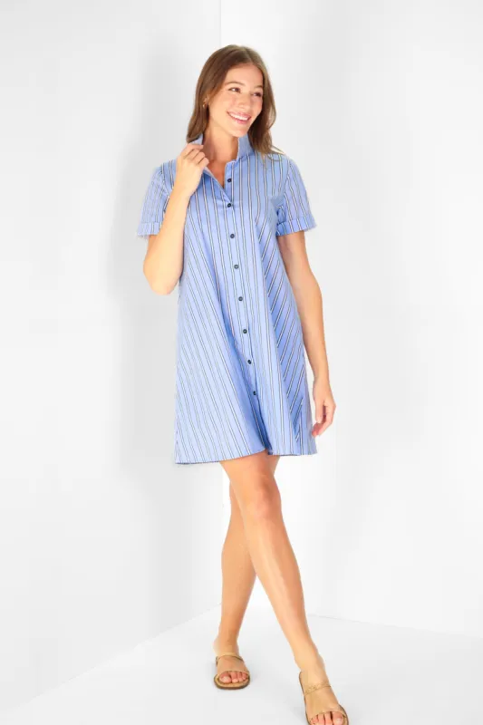 Quinnie Dress in Blue Stripe sold by Duffield Lane