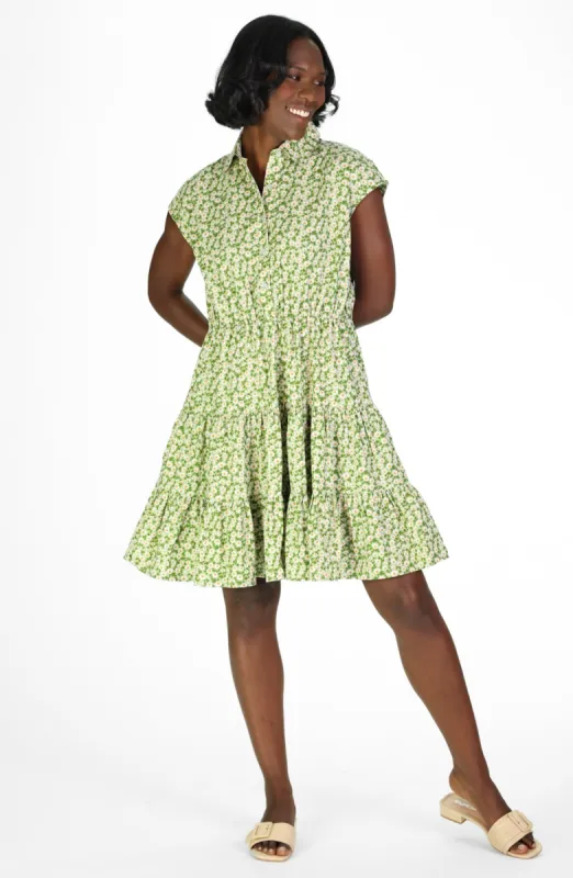 Valencia Dress in Green Daisies sold by Duffield Lane