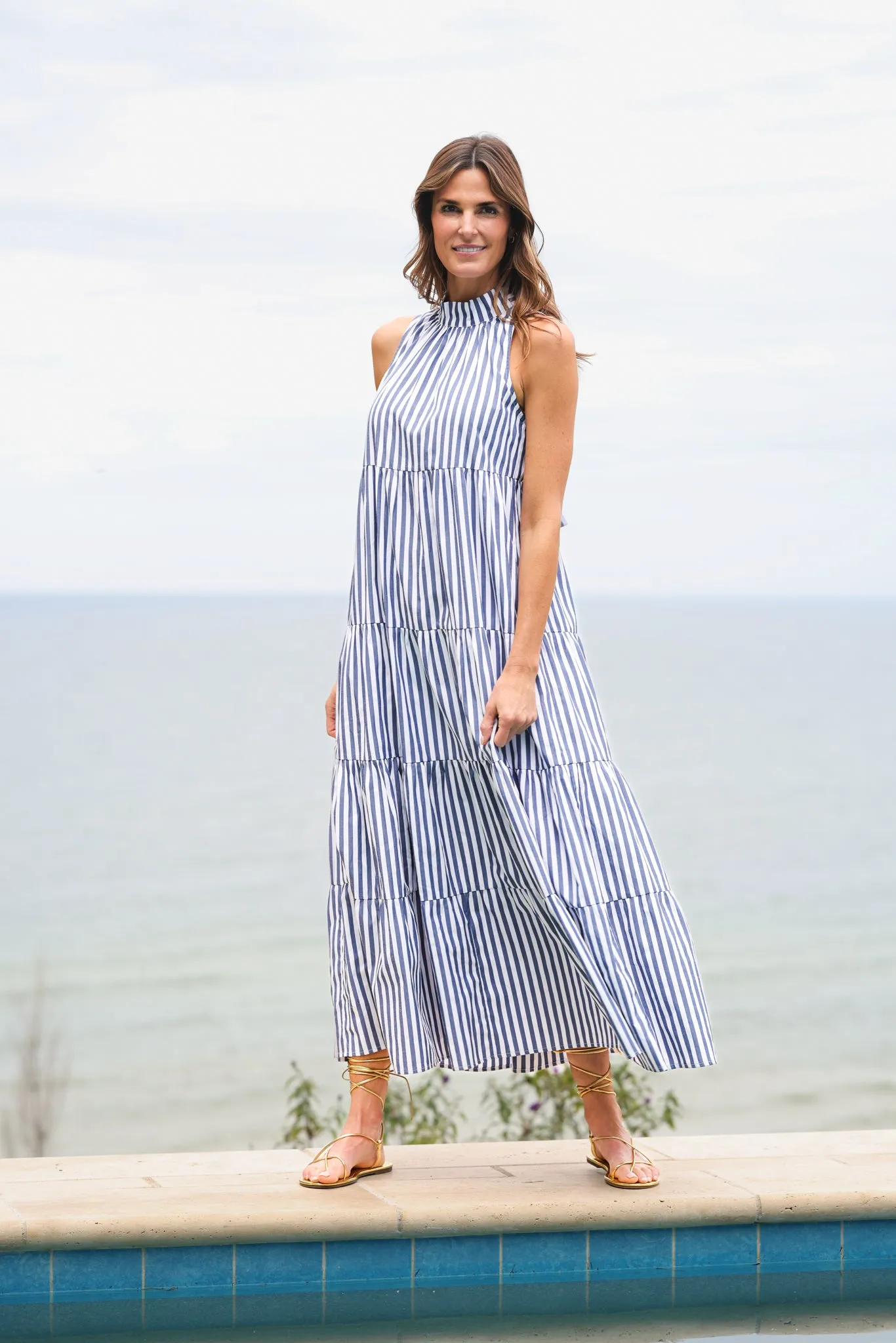 Rosalina Dress in Navy and White Classic Stripe sold by Duffield Lane product image thumbnail 4