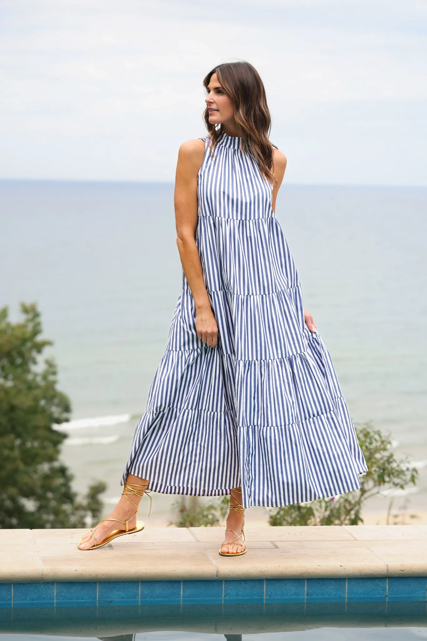 Rosalina Dress in Navy and White Classic Stripe sold by Duffield Lane product image thumbnail 3