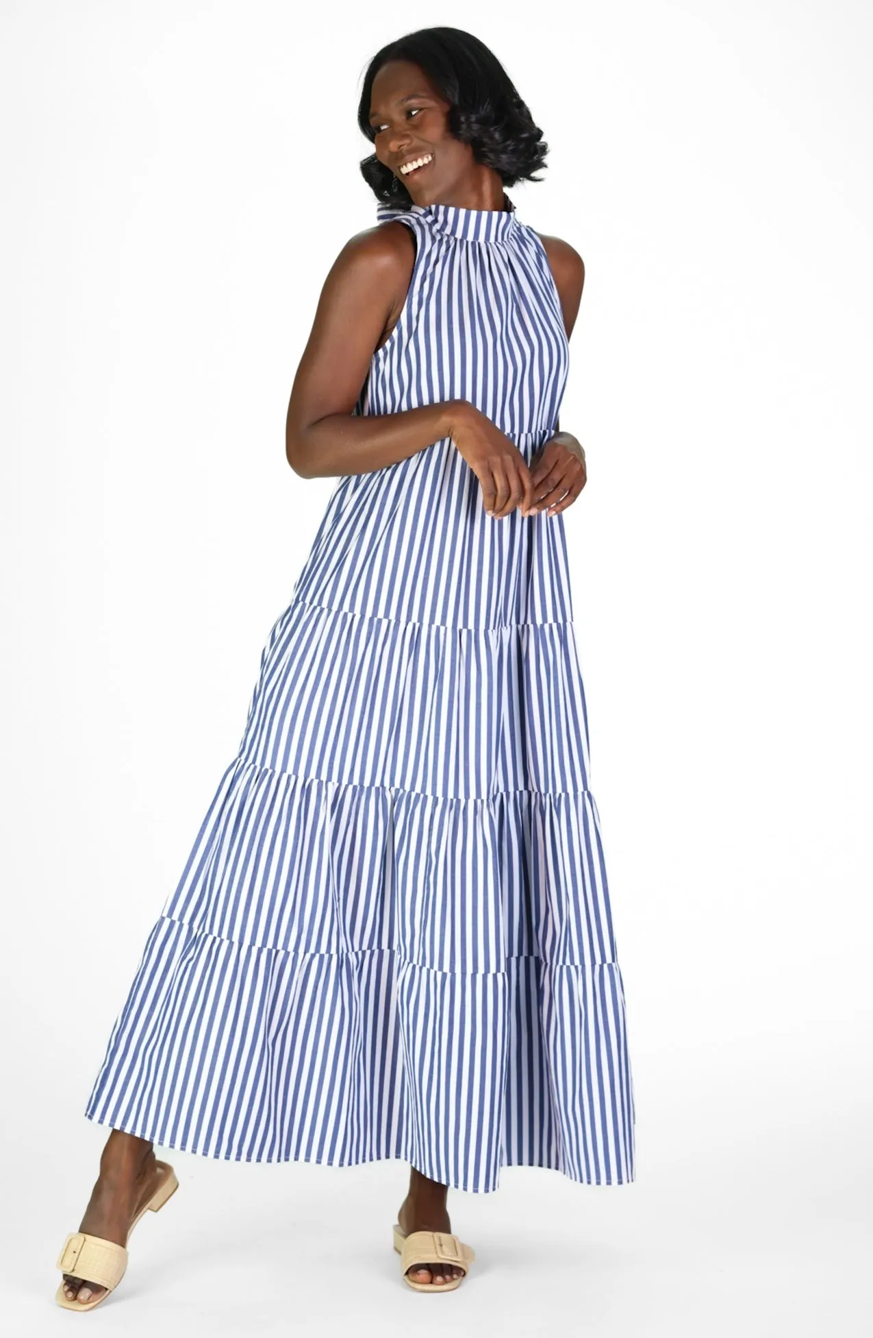 Rosalina Dress in Navy and White Classic Stripe sold by Duffield Lane product image thumbnail 2