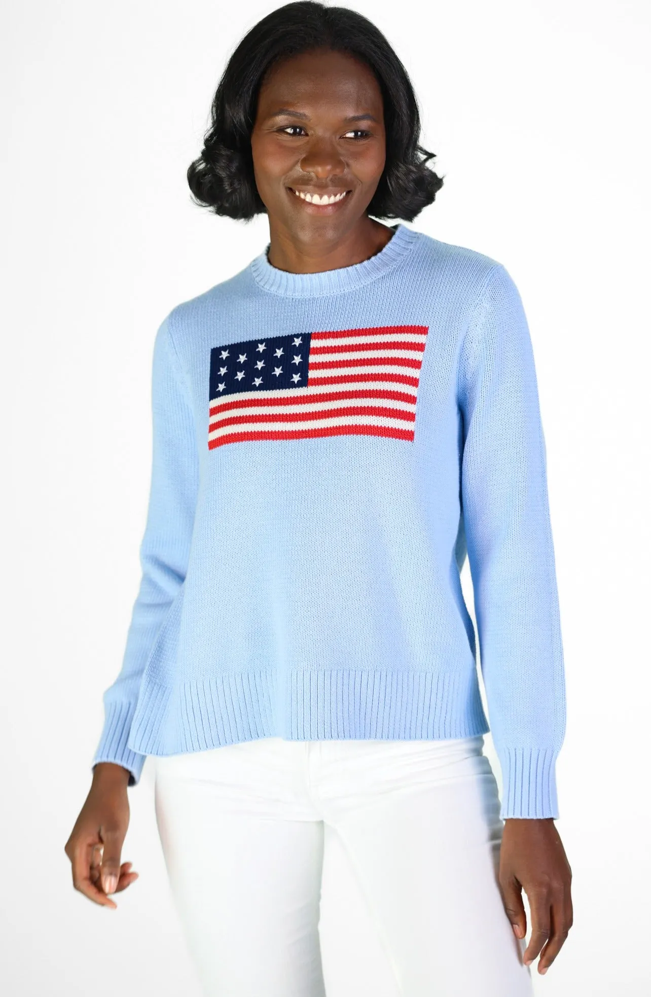 Light Blue Sport Crew Flag Sweater sold by Duffield Lane product image thumbnail 3