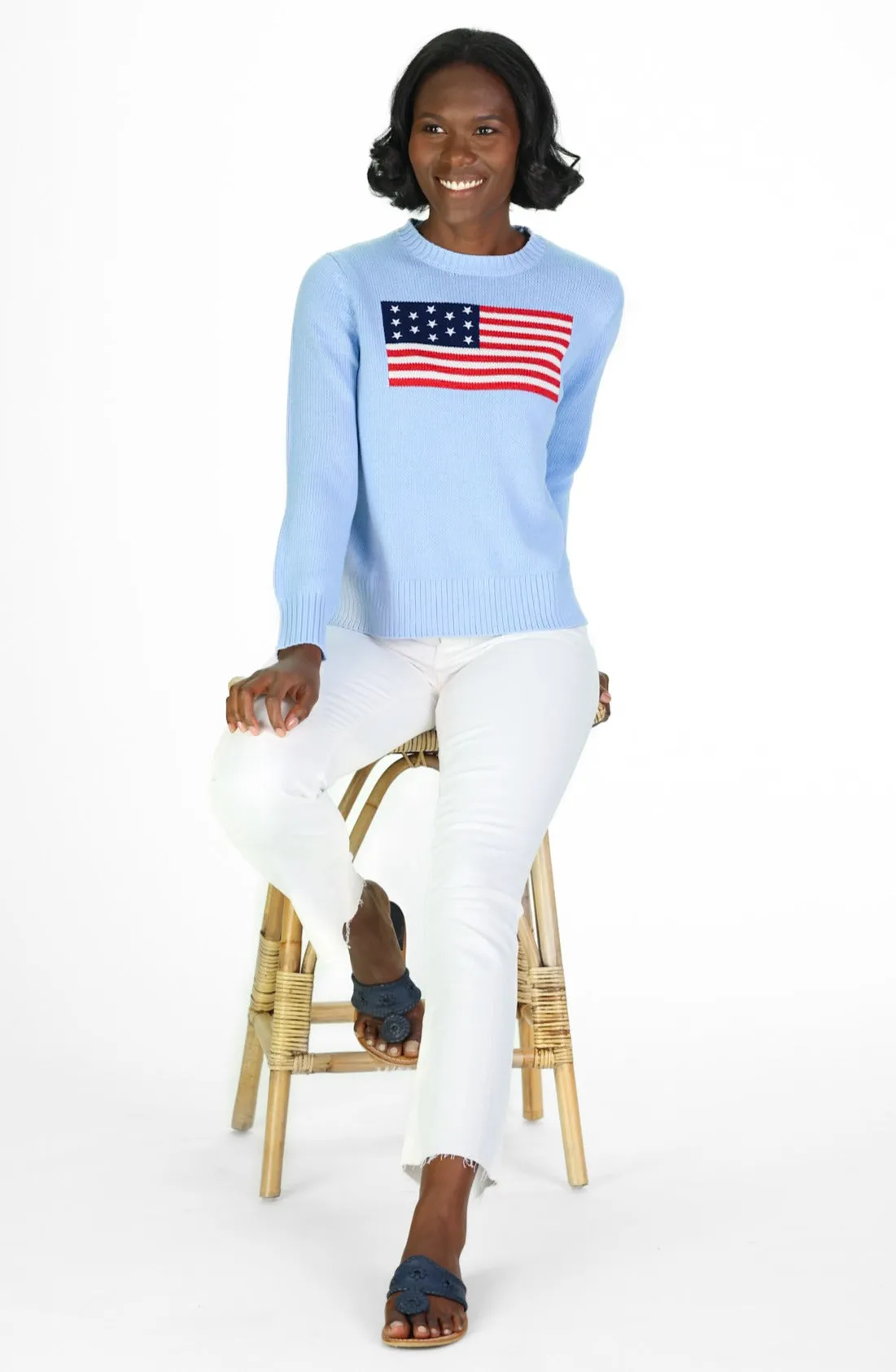 Light Blue Sport Crew Flag Sweater sold by Duffield Lane product image thumbnail 2