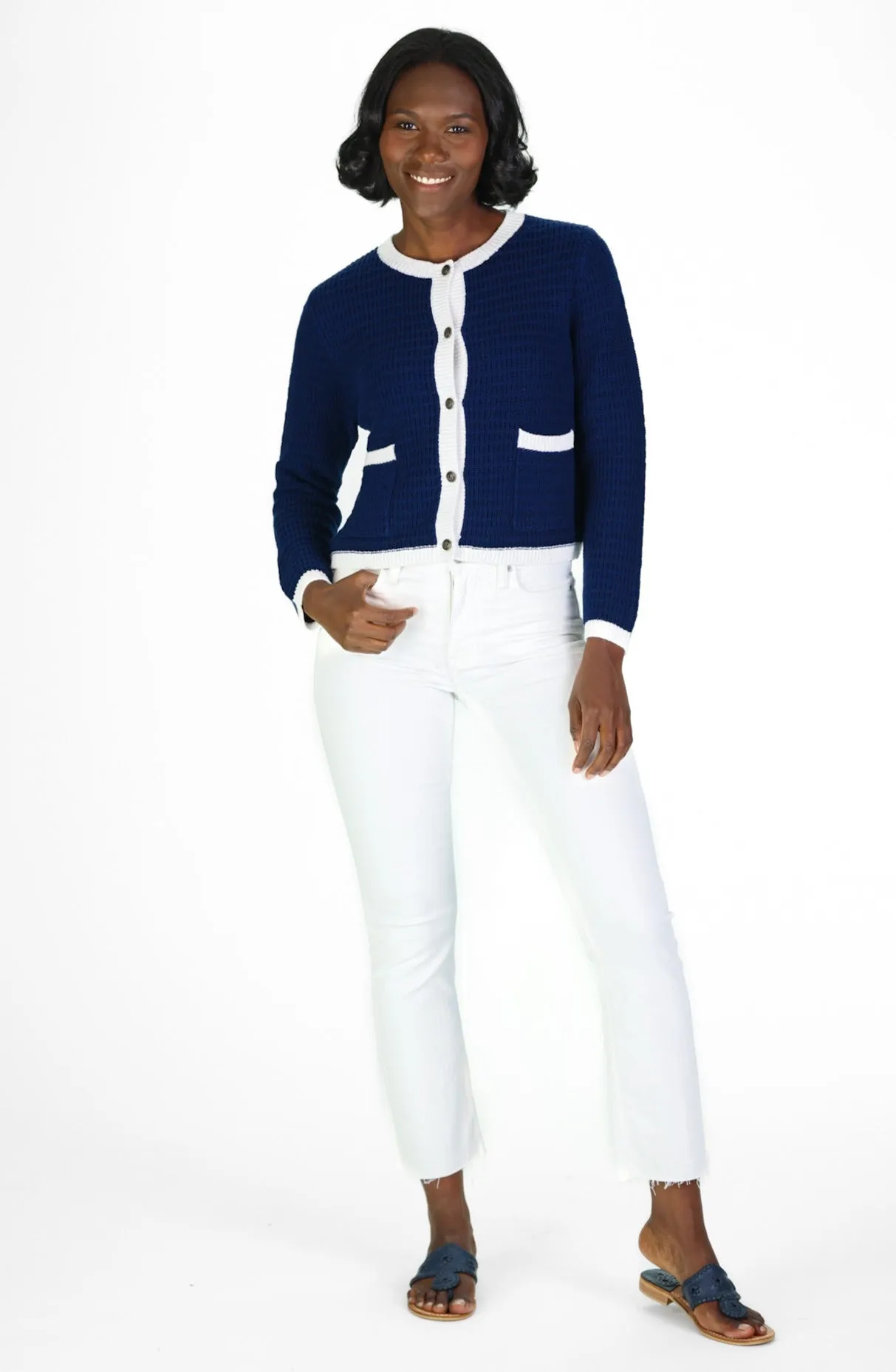 Navy & White Lady Cardigan sold by Duffield Lane product image thumbnail 2