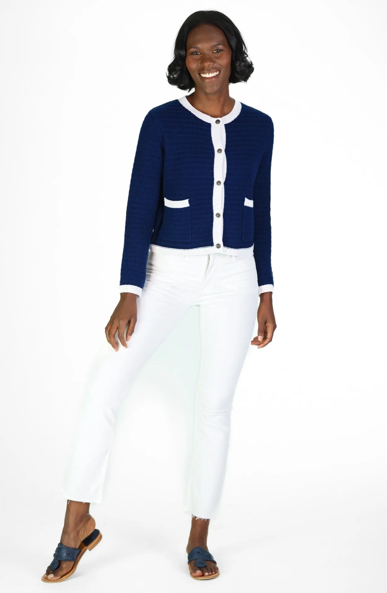Navy & White Lady Cardigan sold by Duffield Lane product image thumbnail 3