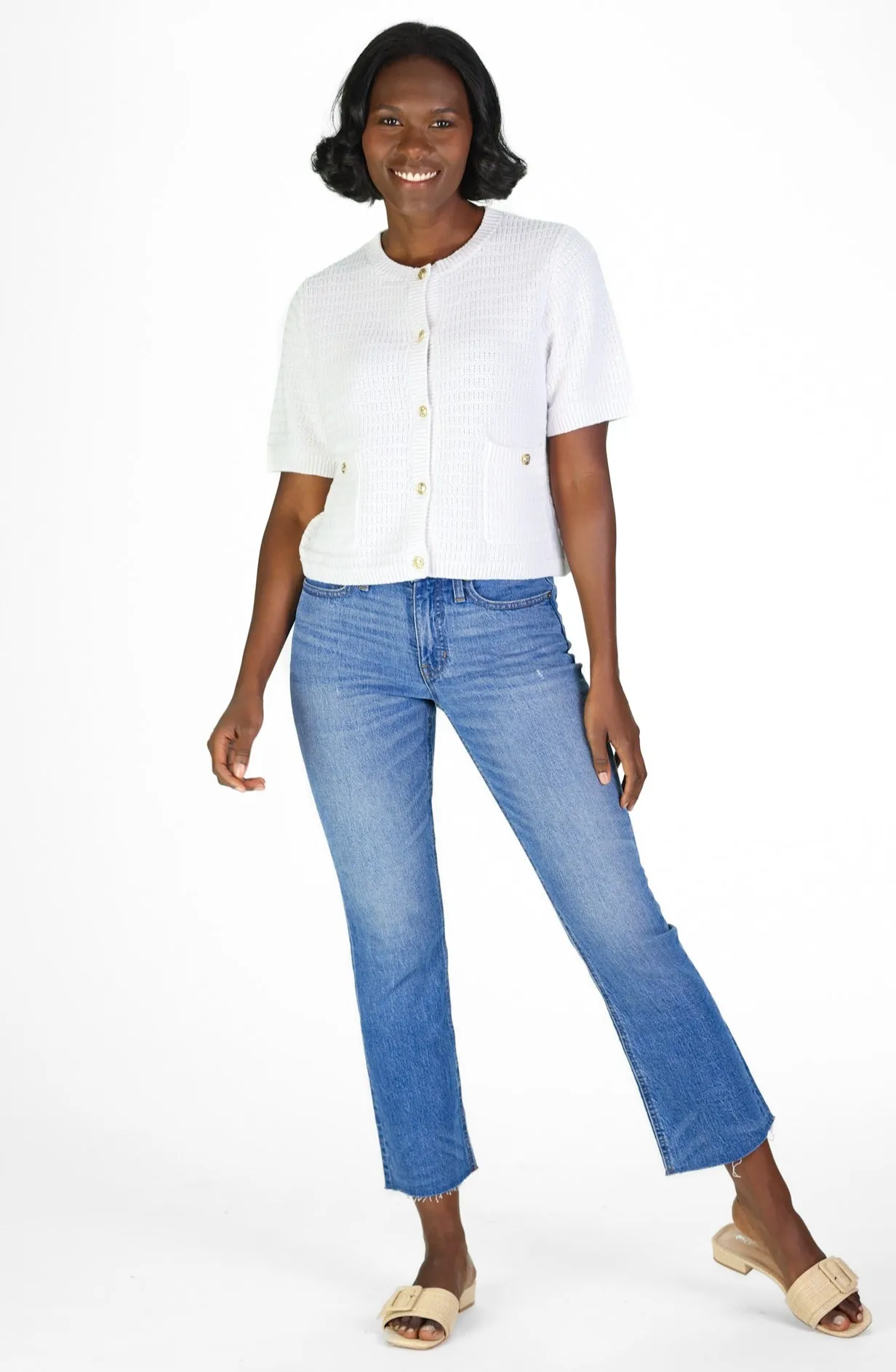 White Short Sleeve Lady Cardigan sold by Duffield Lane product image thumbnail 4