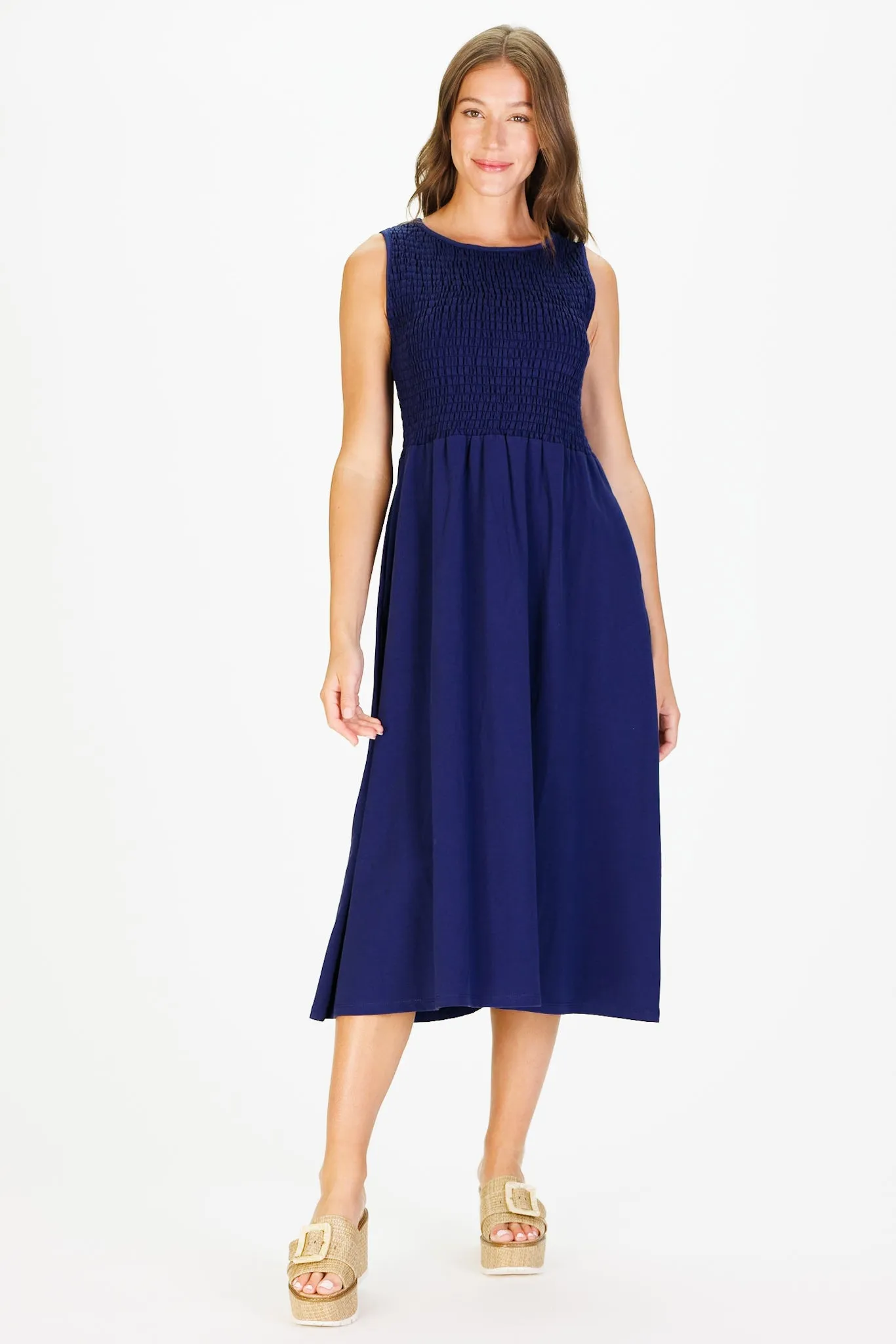 Beth Dress in Royal Navy sold by Duffield Lane