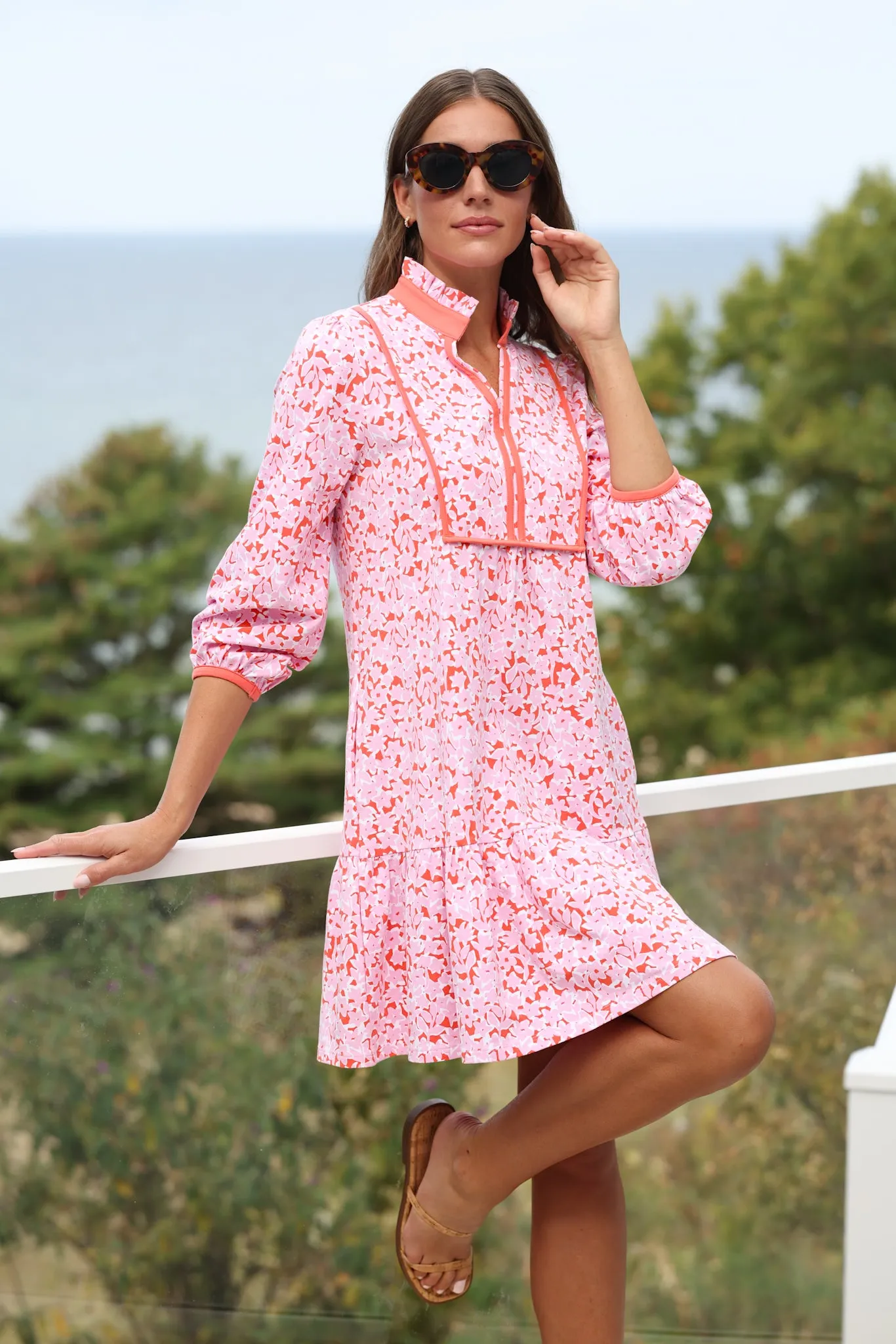 Katie Dress in Pink Bouquet sold by Duffield Lane