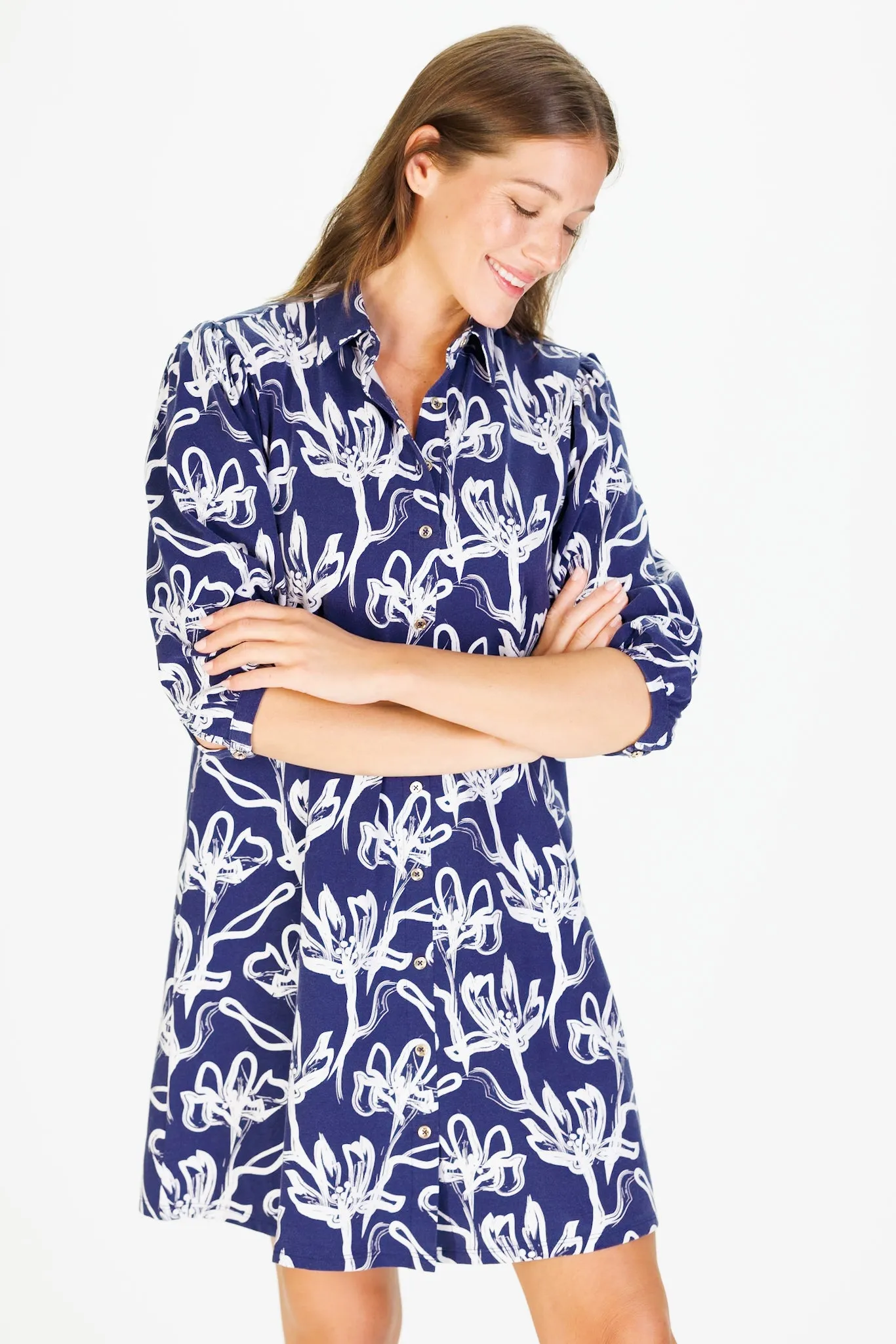 Ashlynn Dress in Navy Painted Flower sold by Duffield Lane product image thumbnail 3