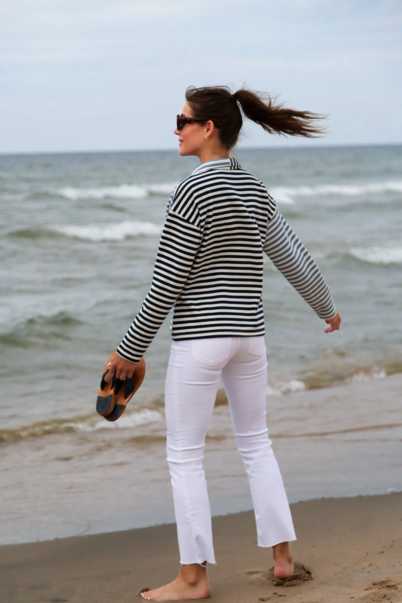 Kathryn Quarter Zip in Navy and Blue Stripe Mix sold by Duffield Lane product image thumbnail 5