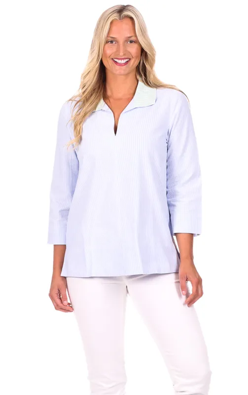 Cadence Tunic in Sky Oxford made by Duffield Lane