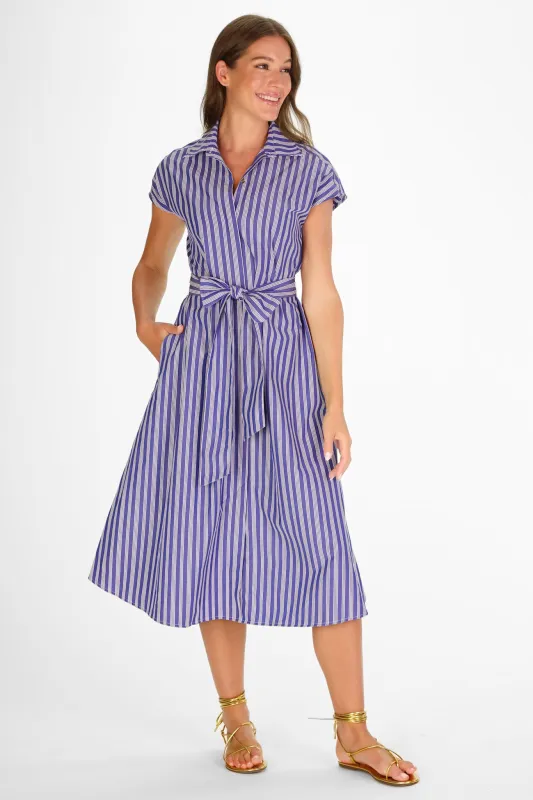Callahan Dress in Navy Quad Stripe sold by Duffield Lane