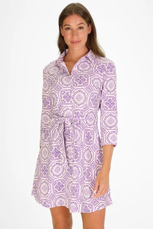 Camila Dress in Lavender Mosaic sold by Duffield Lane