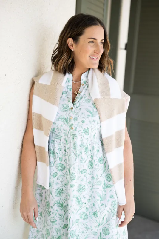 Eileen Dress in Green Botanical Toile sold by Duffield Lane