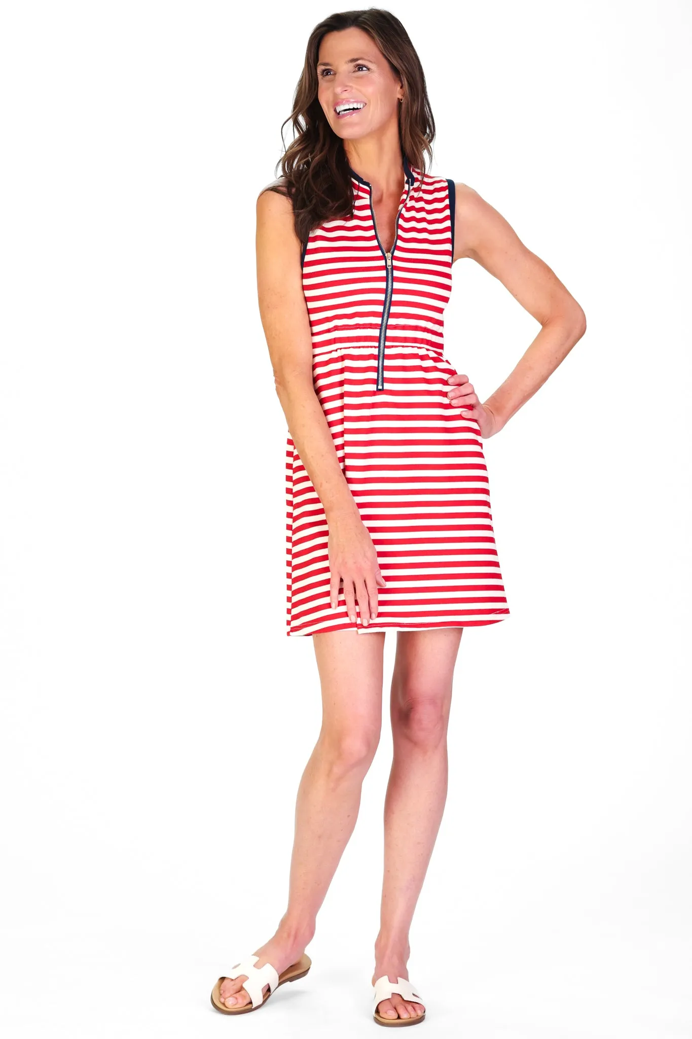 Lennie Dress in Horizontal Red & White French Terry Stripe sold by Duffield Lane product image thumbnail 5
