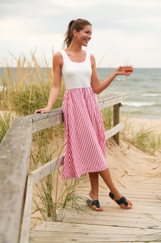 Jada Dress in Red Stripe sold by Duffield Lane