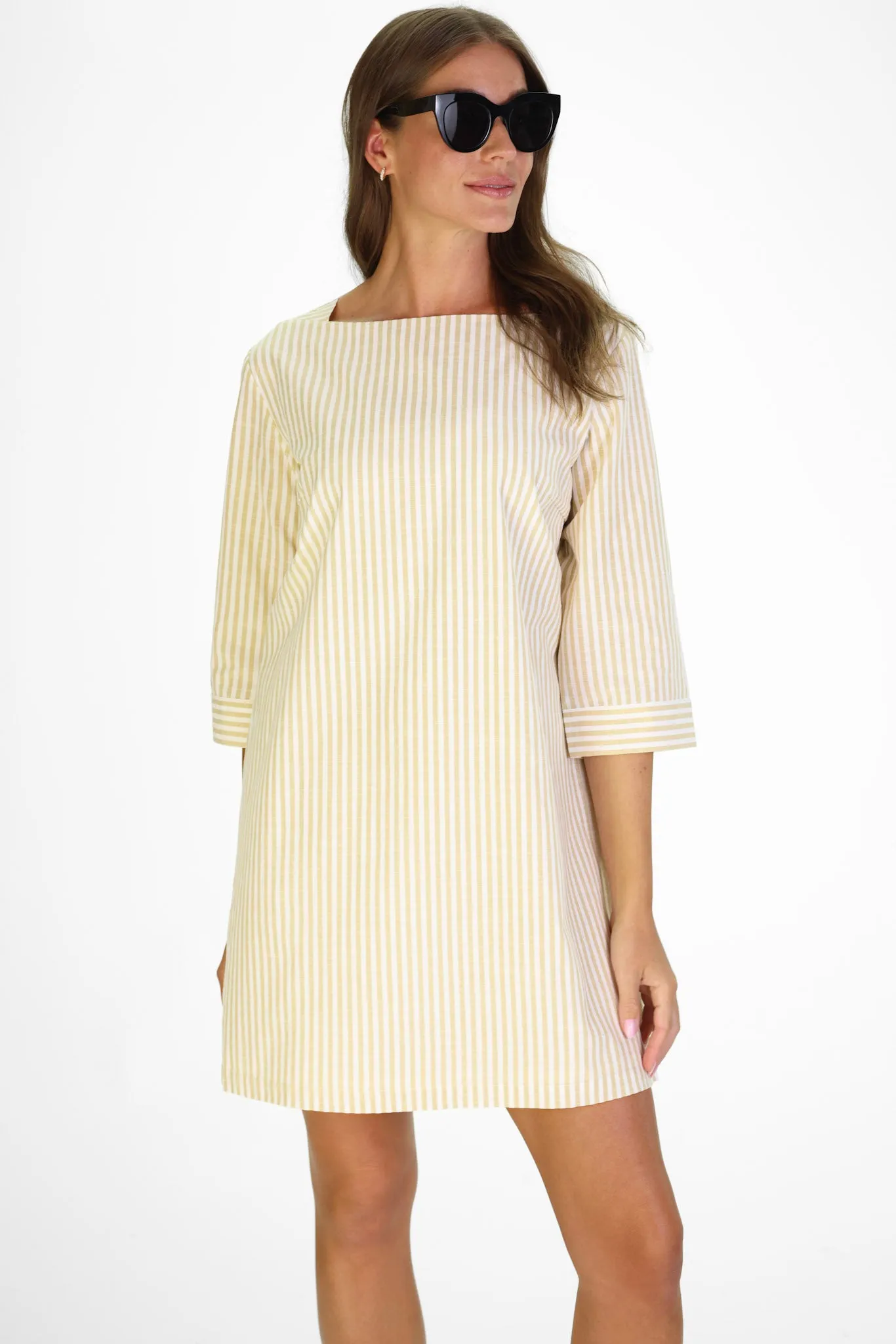 Tilda Dress in Tan Stripe sold by Duffield Lane product image thumbnail 3