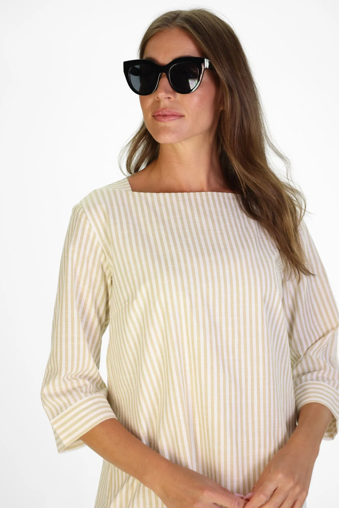 Tilda Dress in Tan Stripe sold by Duffield Lane product image thumbnail 4