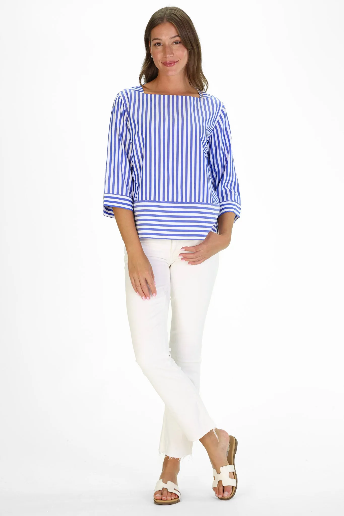 Tilda Top in Dazzling Blue Stripe sold by Duffield Lane