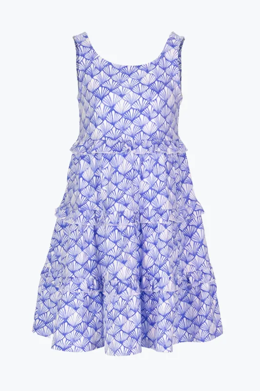 Girls Ruffle Lucy Dress in Dazzling Shells made by Duffield Lane