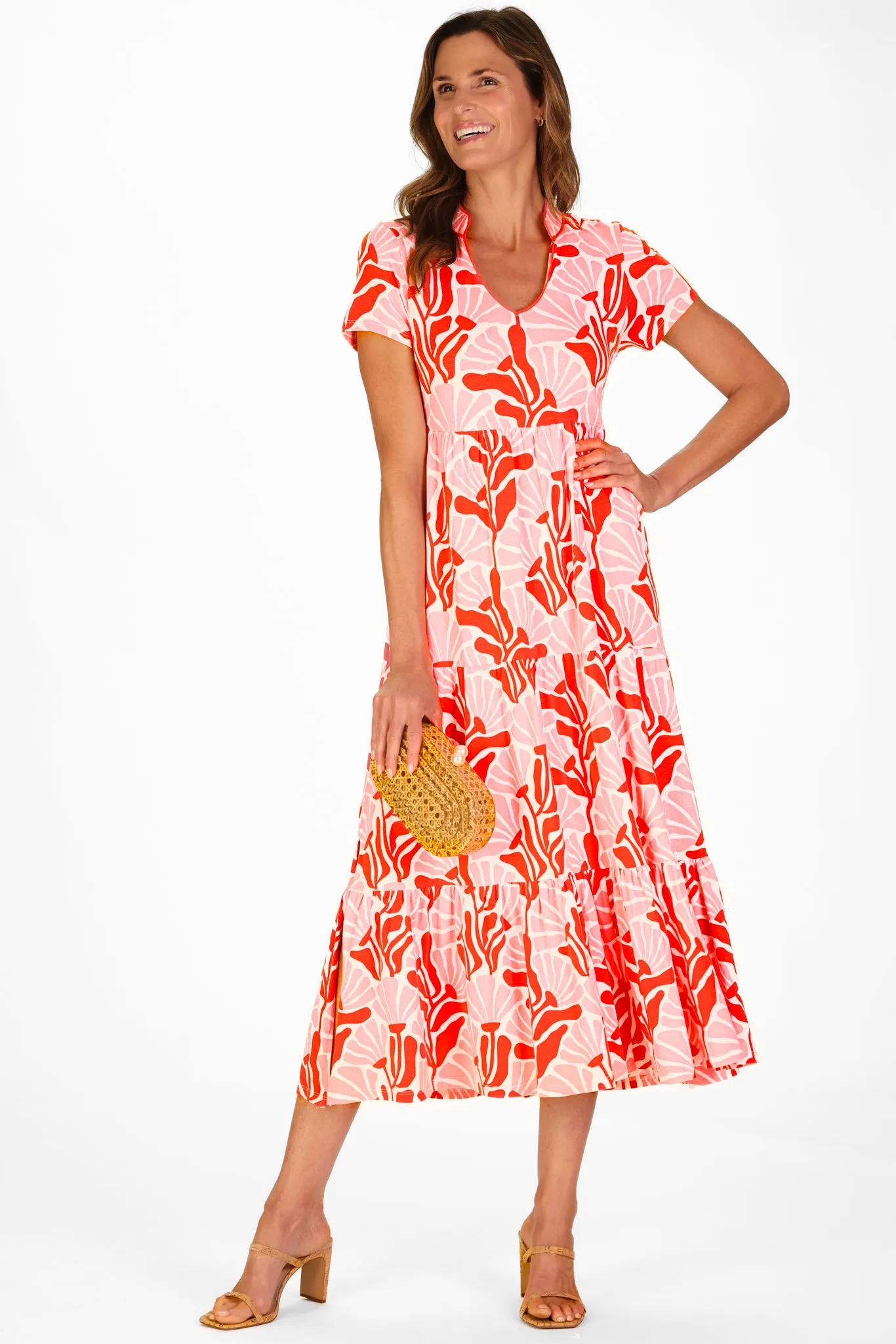 Magnolia Dress in Sunset Blossoms sold by Duffield Lane