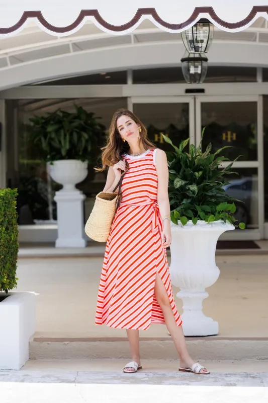 Aster Dress in Sunset Stripe sold by Duffield Lane