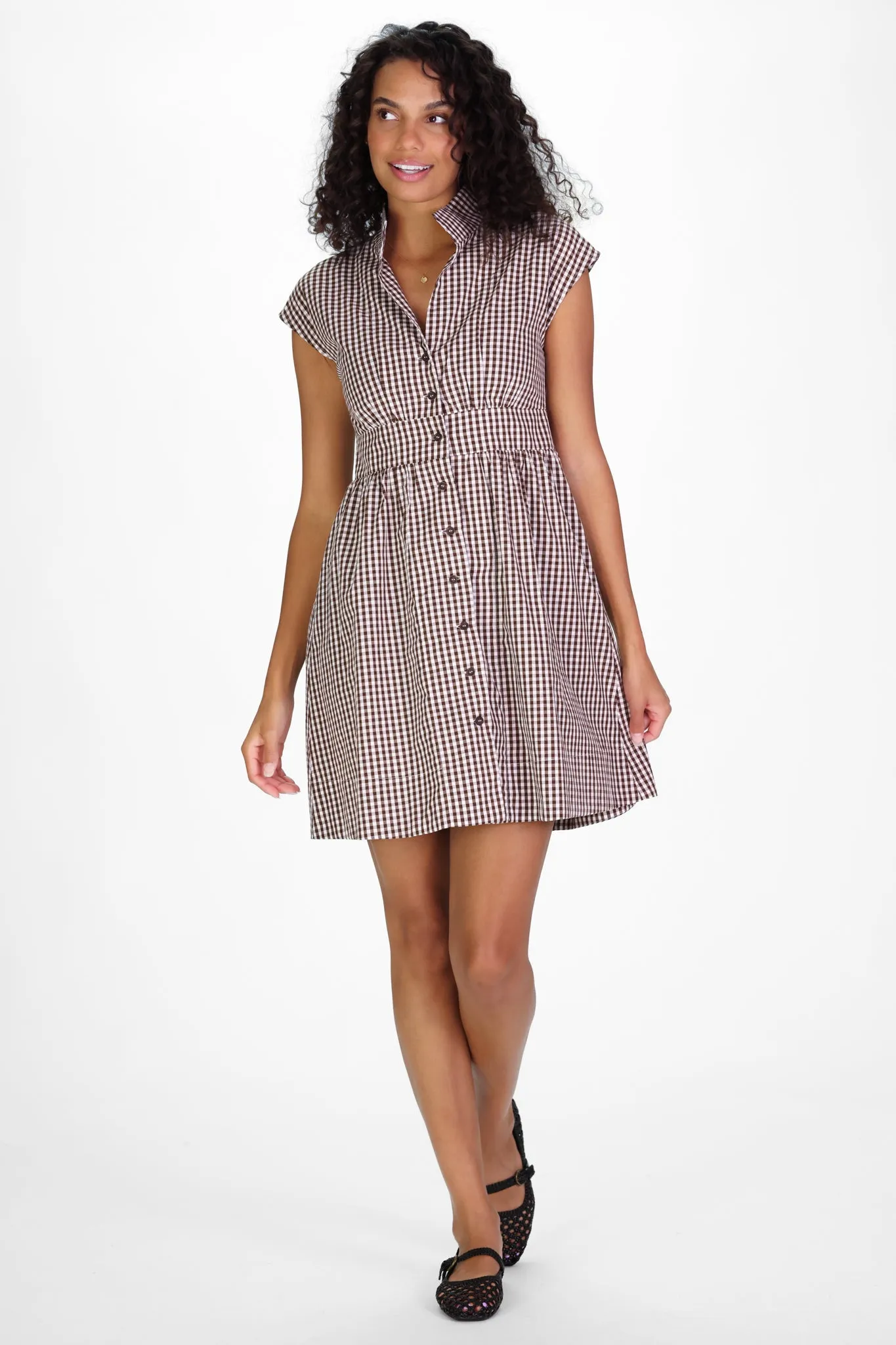 Cece Dress in Brown Gingham sold by Duffield Lane product image thumbnail 5