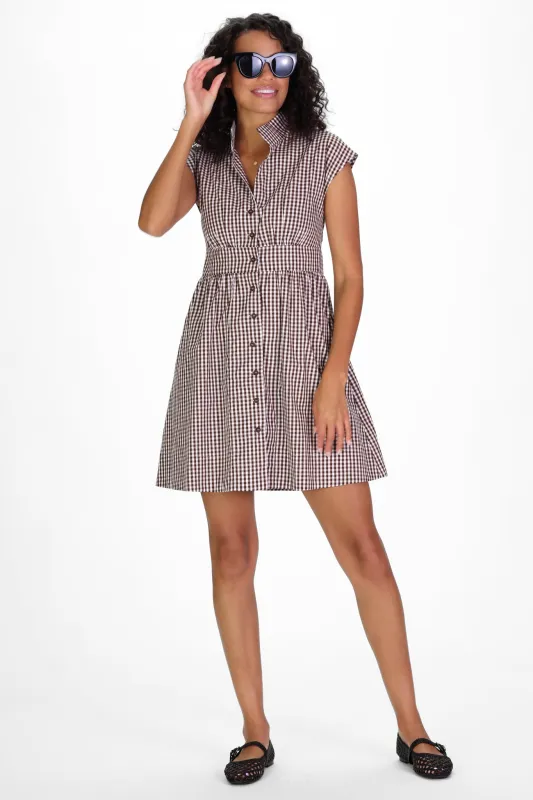 Cece Dress in Brown Gingham sold by Duffield Lane